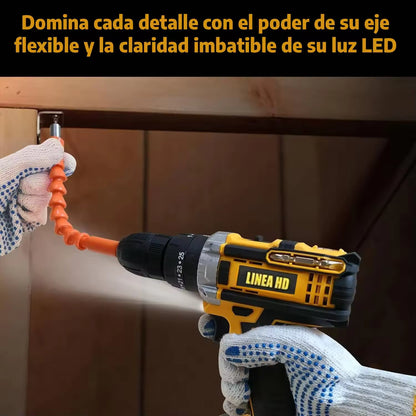 Kit de Taladro Percutor Inalámbrico 21V con 2 Baterías y Maletín Completo de Herramientas