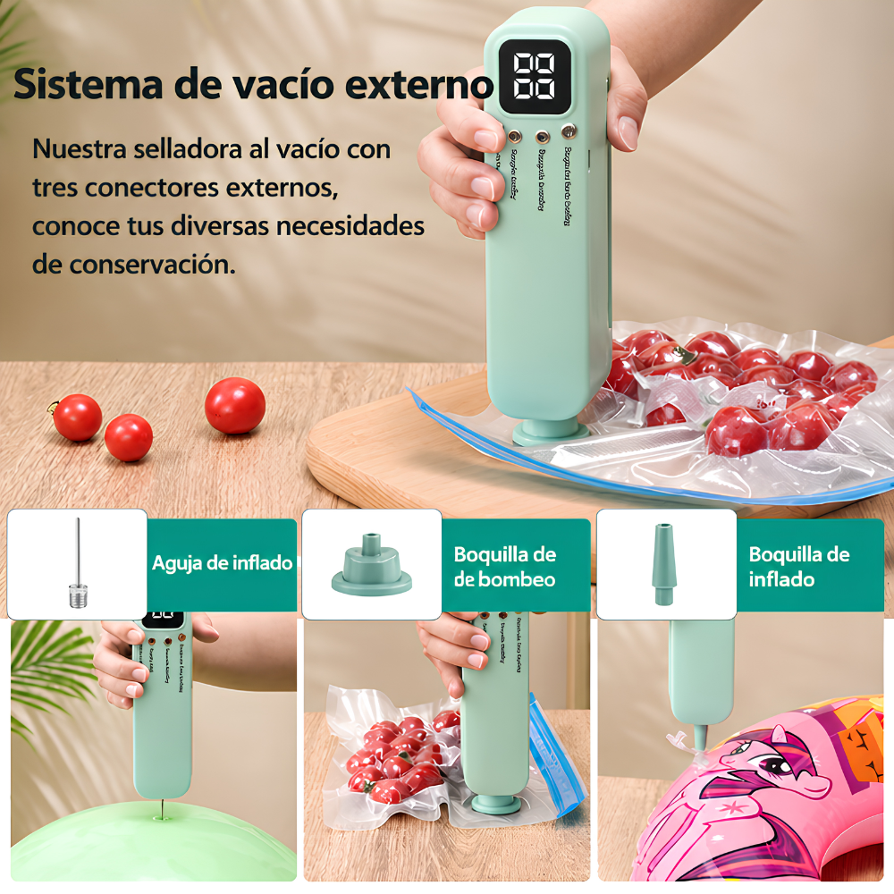 Selladora Térmica de Alimentos Multifunción: Envasado al Vacío, Sellado e Inflado
