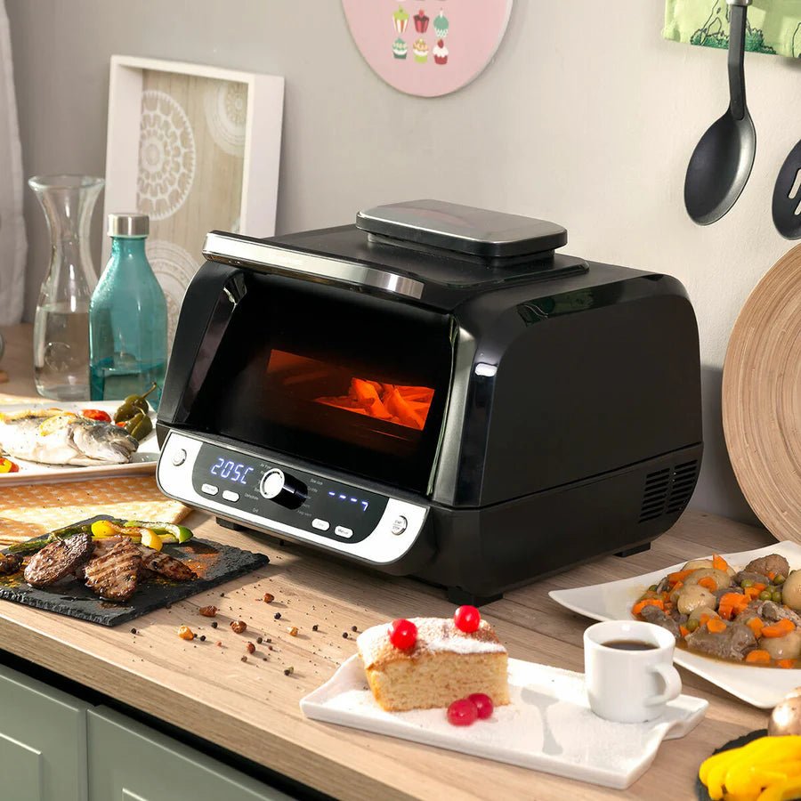 Freidora de Aire con Grill, Accesorios y Recetario Fryinn 12 - in - 1 6000 Negro Acero 3400 W 6 L - innovagizmo.com
