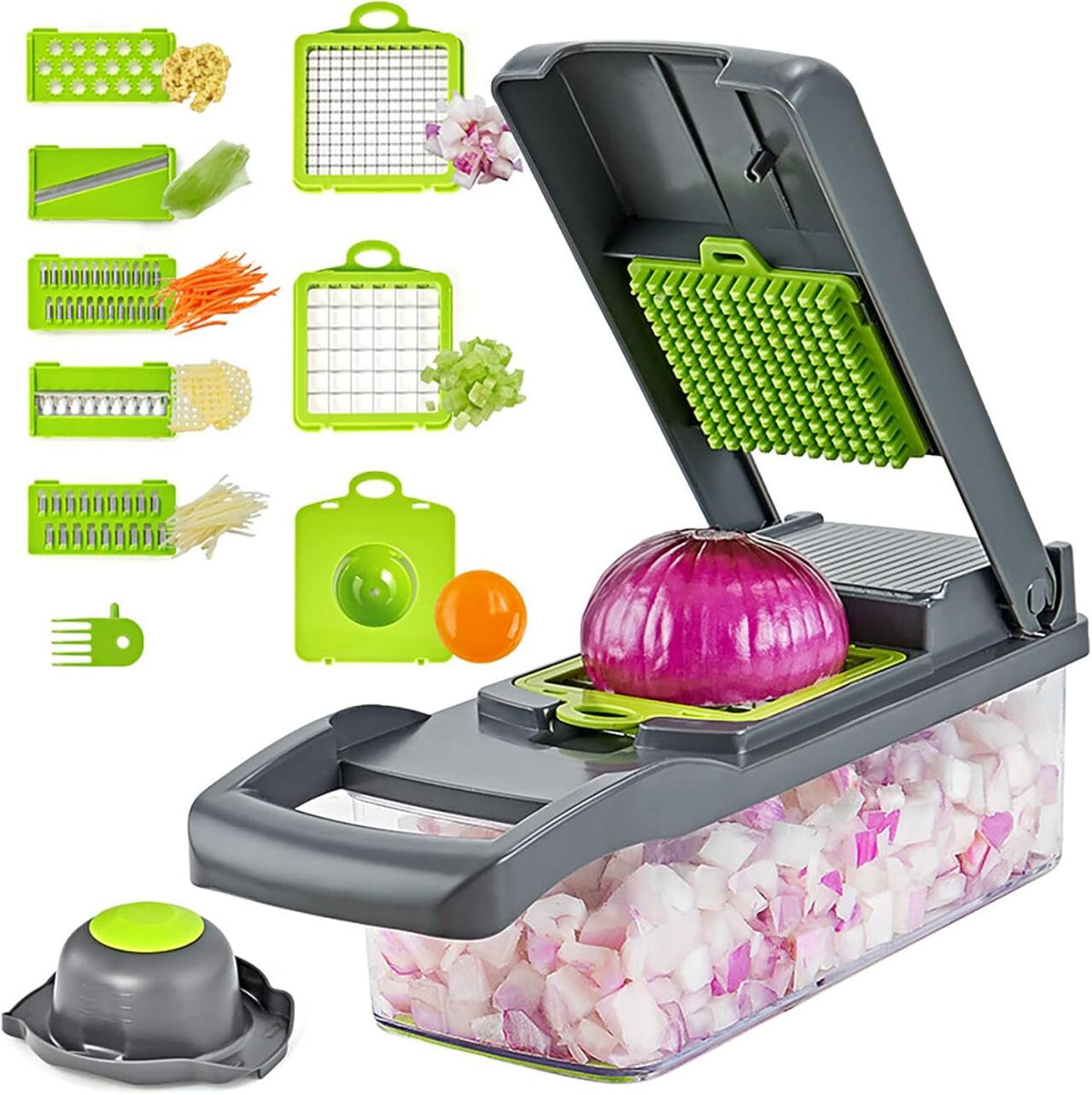 Cortador de Verduras Multifunción 16 en 1 con Mandolina y Cuchillas de Acero Inoxidable