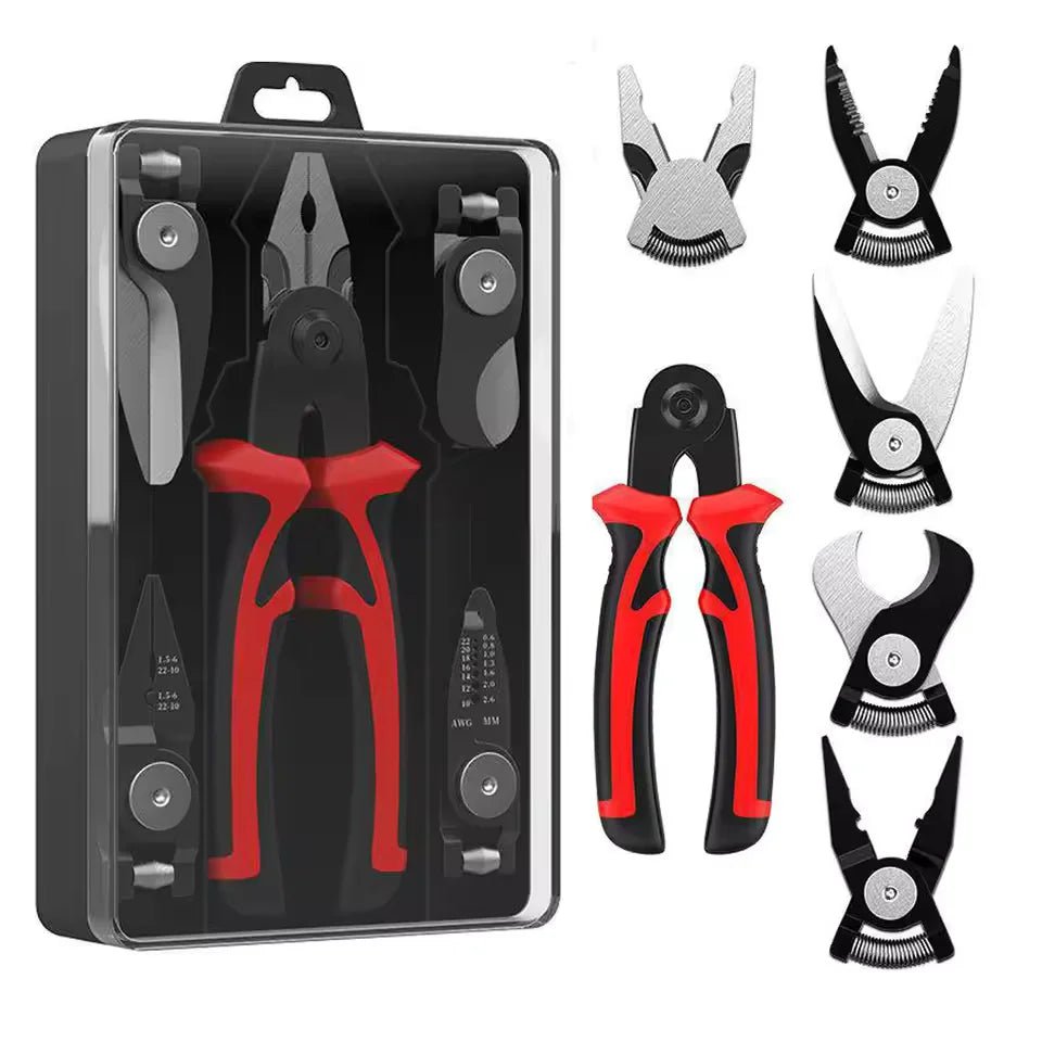 Alicates Multifuncionales 5 en 1 con Cabezales Intercambiables – Herramienta Compacta de Bricolaje - innovagizmo.com