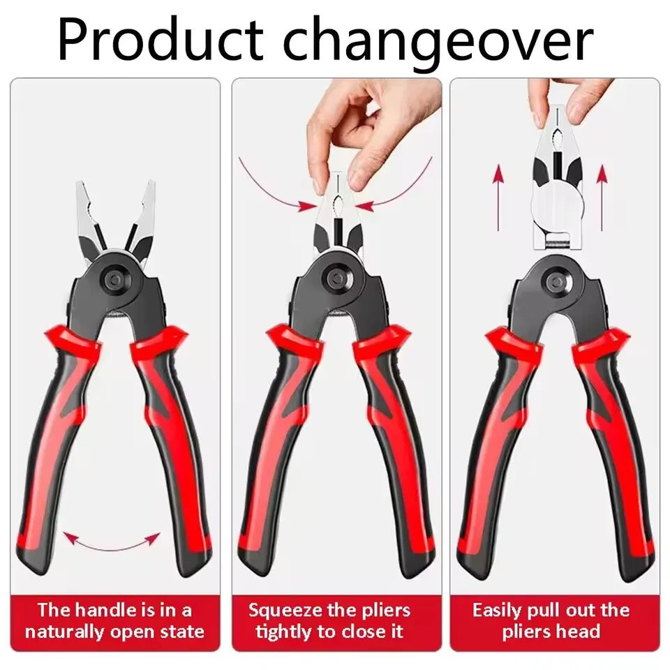 Alicates Multifuncionales 5 en 1 con Cabezales Intercambiables – Herramienta Compacta de Bricolaje - innovagizmo.com