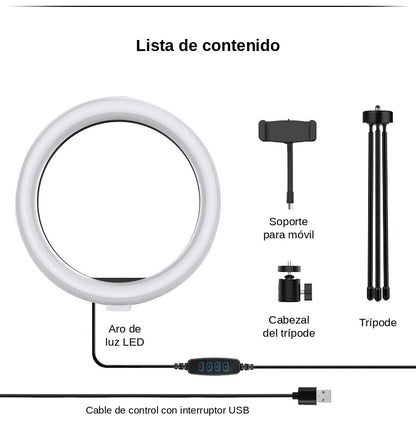 Aro de Luz LED de Escritorio 26 cm – Iluminación Profesional para Videollamadas y Contenido