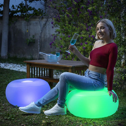 Asiento Hinchable con LED Multicolor y Mando a Distancia Pulight InnovaGoods - innovagizmo.com