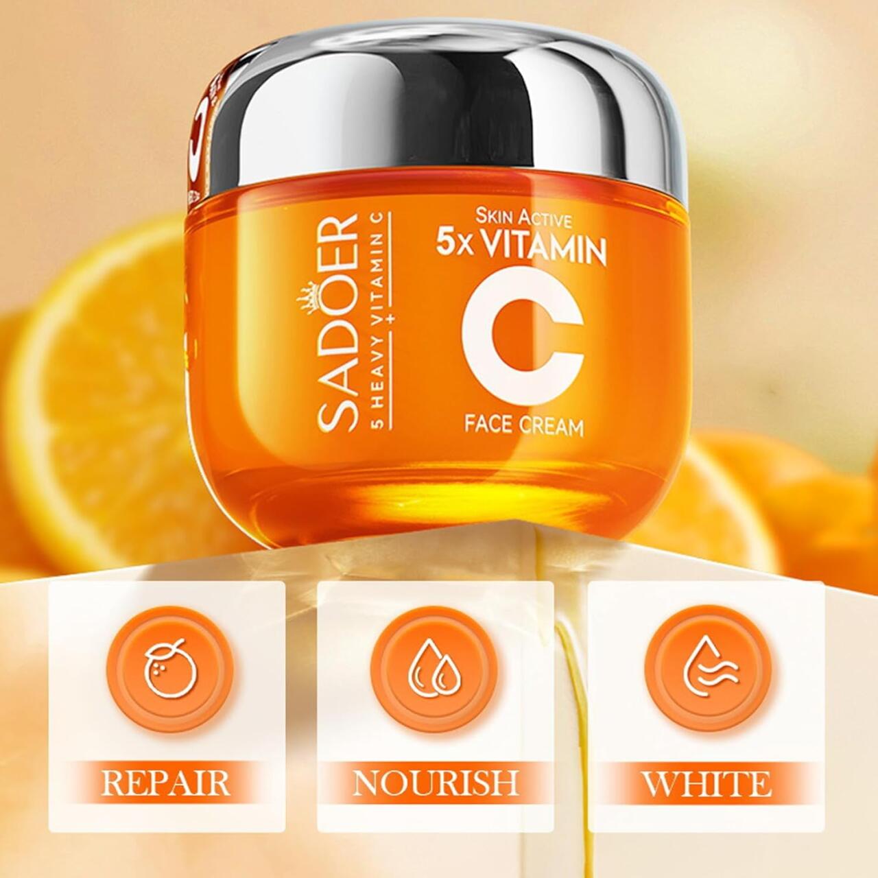 Crema Facial 5 en 1 con Vitamina C y Niacinamida – Efecto Glow Inmediato y Adiós Manchas