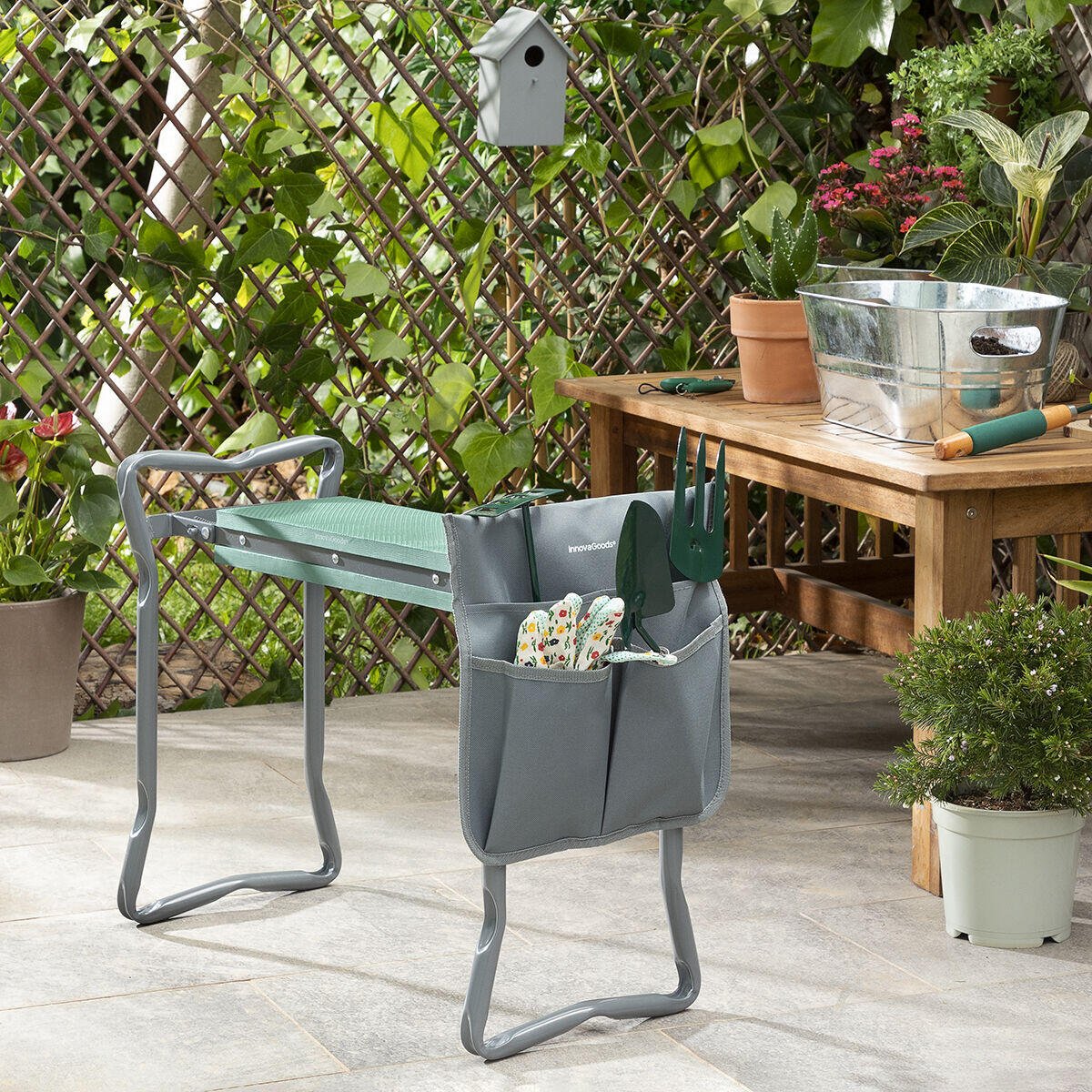 Banco de Jardinería Plegable con Bolsa para Herramientas 3 en 1 Situl - innovagizmo.com