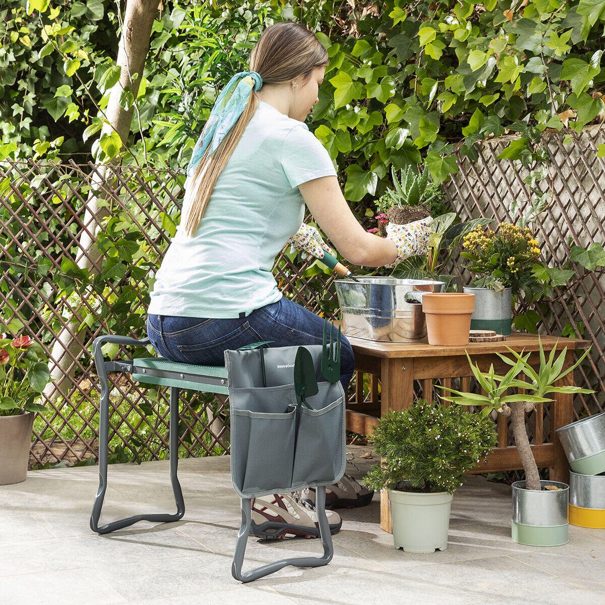 Banco de Jardinería Plegable con Bolsa para Herramientas 3 en 1 Situl - innovagizmo.com