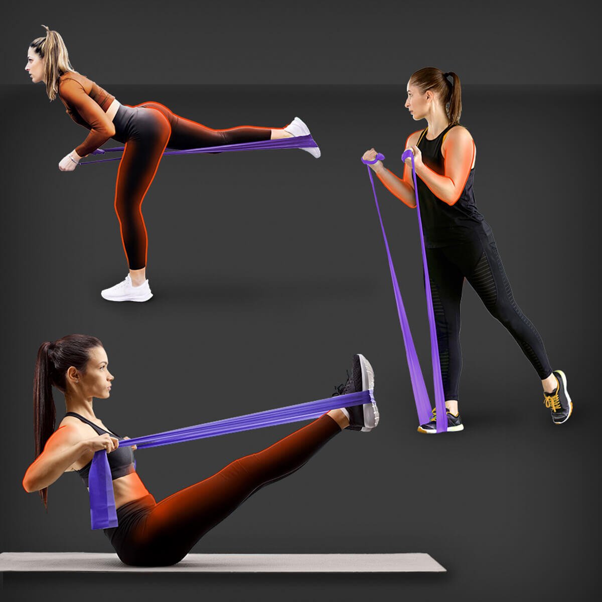 Banda de Resistencia Pilates 5 lb – 15 lb Cinta elástica Goma Fitness Gridinlux - innovagizmo.com