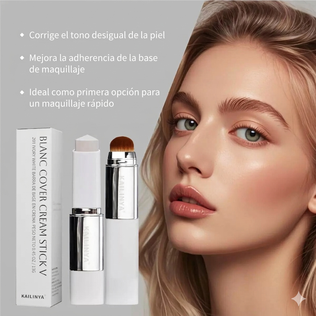 Base de Maquillaje 2-en-1 en Barra con Brocha Profesional