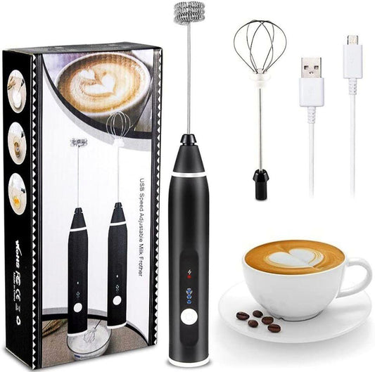 Batidor Espumador de Leche 2 en 1 Recargable con 3 Velocidades y Carga USB