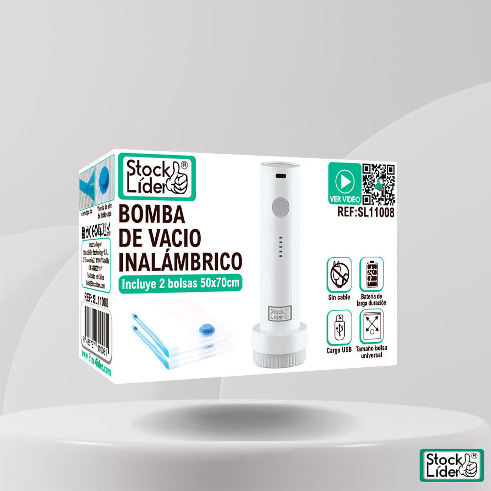 Bomba de Vacío Inalámbrica y Portátil para Ropa + 2 Bolsas de Almacenamiento Gratuitas