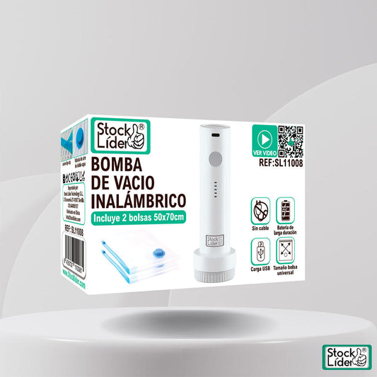 Bomba de Vacío Inalámbrica y Portátil para Ropa + 2 Bolsas de Almacenamiento Gratuitas