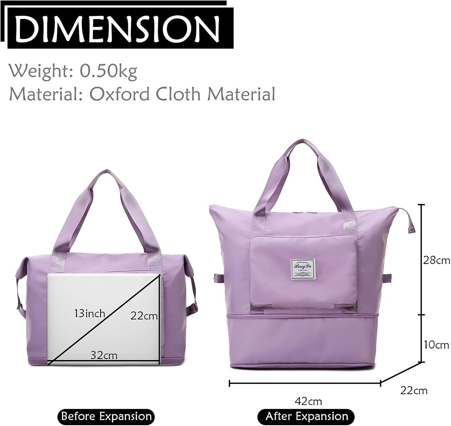 Bolso Viaje Plegable Lila - innovagizmo.com