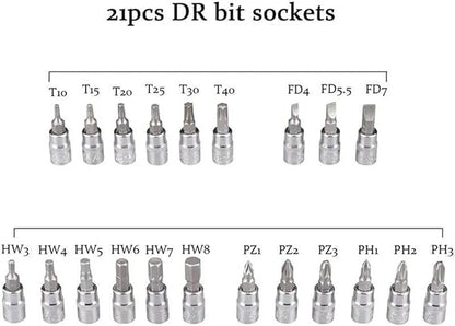Caja de Llaves de vaso con Carraca de 46 Piezas - innovagizmo.com