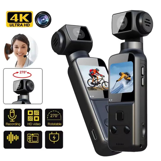 Cámara 4K de Bolsillo – WiFi, Pantalla Giratoria 270°, Estabilización y Grabación en Movimiento - innovagizmo.com