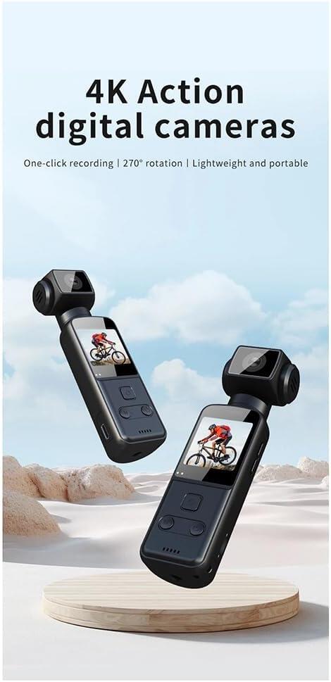 Cámara 4K de Bolsillo – WiFi, Pantalla Giratoria 270°, Estabilización y Grabación en Movimiento - innovagizmo.com