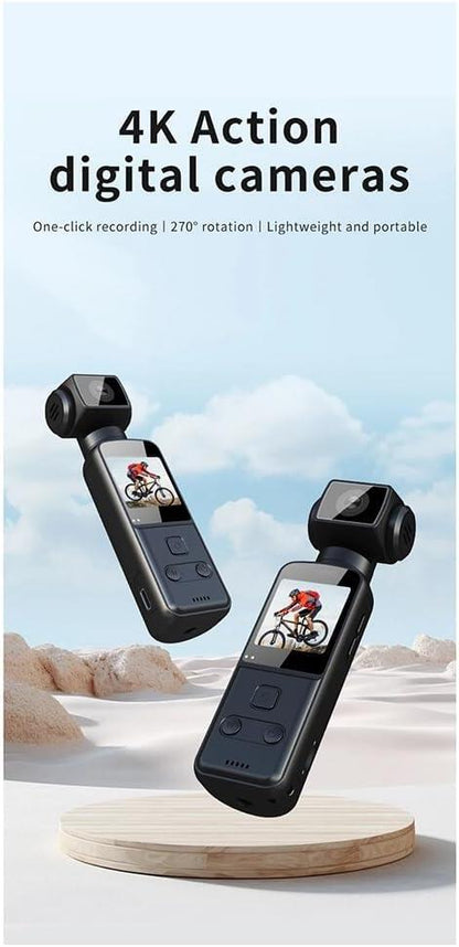 Cámara 4K de Bolsillo – WiFi, Pantalla Giratoria 270°, Estabilización y Grabación en Movimiento - innovagizmo.com