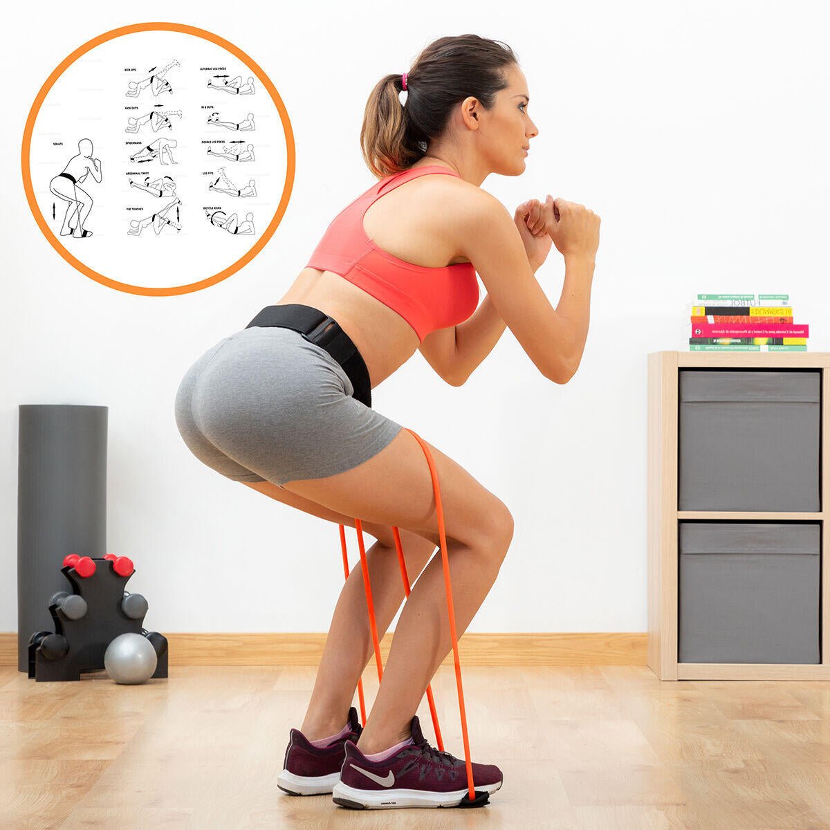 Cinturón con Bandas de Resistencia para Glúteos y Guía de Ejercicios Bootrainer InnovaGoods - innovagizmo.com