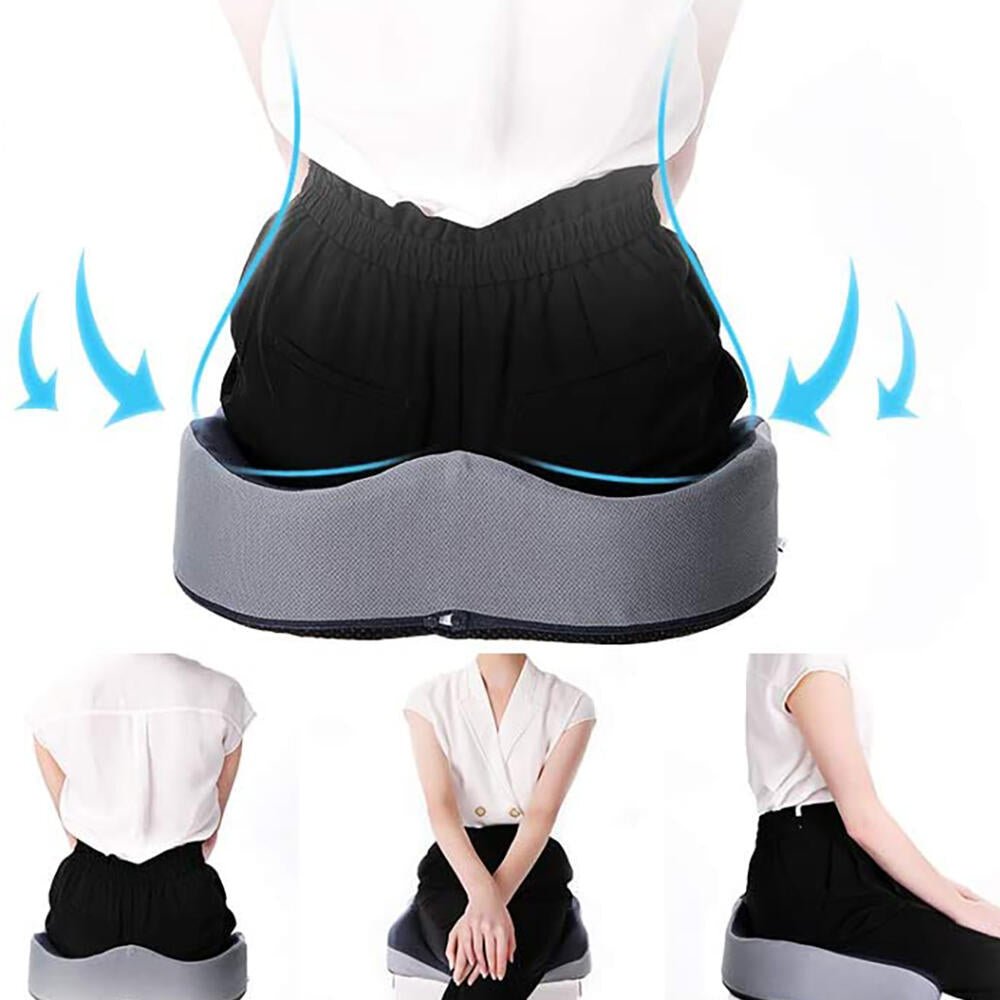 Cojín Anatómico Antideslizante Gel - Viscoelástico Orificio Liberación Coxis & Hemorroides - innovagizmo.com