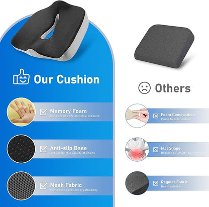 Cojín Anatómico Antideslizante Gel - Viscoelástico Orificio Liberación Coxis & Hemorroides - innovagizmo.com