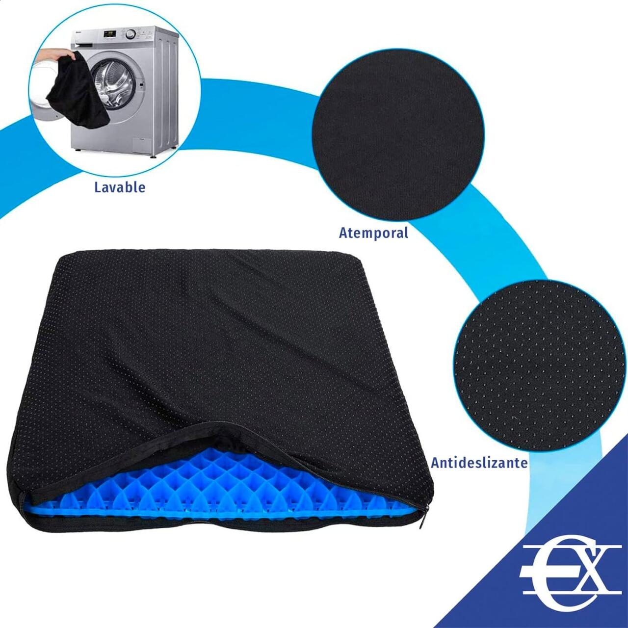 COJIN ASIENTO GEL CON FUNDA - innovagizmo.com