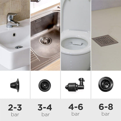 Desatascador de Aire Comprimido 5 en 1 con Manómetro JetPro InnovaGoods | Alta Presión y 7 Accesorios - innovagizmo.com