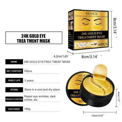 EELHOE Parches de Oro 24K – Tratamiento de Lujo para Ojeras e Hinchazón 👁️💛 60 Pcs - innovagizmo.com