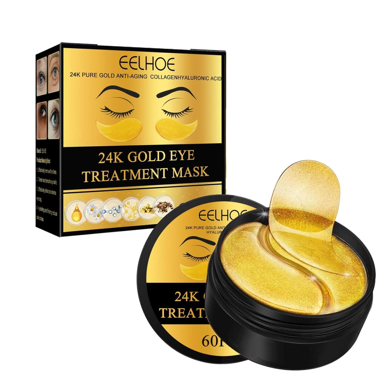 EELHOE Parches de Oro 24K – Tratamiento de Lujo para Ojeras e Hinchazón 👁️💛 60 Pcs - innovagizmo.com