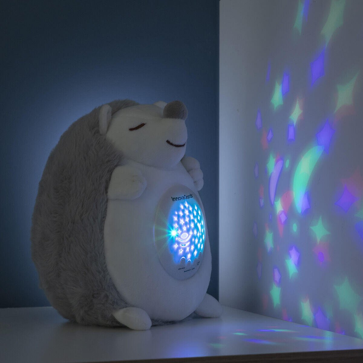Erizo de Peluche con Ruido Blanco y Proyector Quitamiedos Spikey - innovagizmo.com