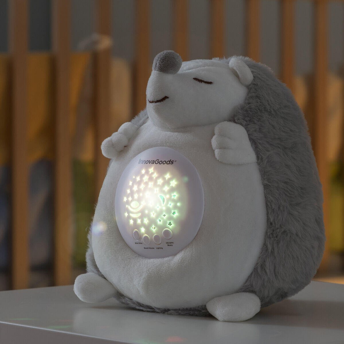 Erizo de Peluche con Ruido Blanco y Proyector Quitamiedos Spikey - innovagizmo.com