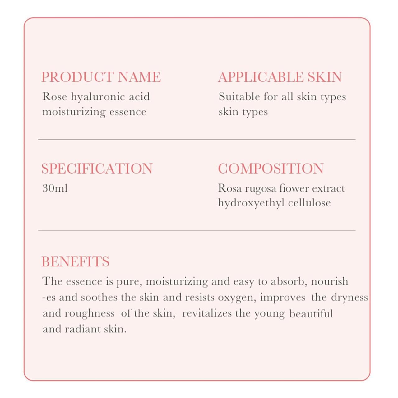 Esencia Facial de Rosa y Ácido Hialurónico – Hidratación Profunda, Luminosidad Natural y Nutrición en 30 ml - innovagizmo.com