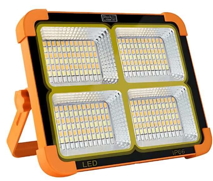 Foco LED Solar 100W con 336 LEDs y 2800 Lúmenes – Powerbank y Carga Solar - innovagizmo.com