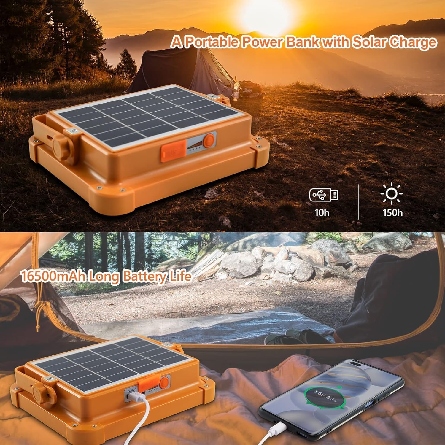 Foco LED Solar 100W con 336 LEDs y 2800 Lúmenes – Powerbank y Carga Solar - innovagizmo.com