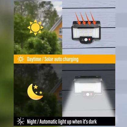 Foco Solar Exterior 75 LED con Sensor de Movimiento y Luz RGB + Mando - innovagizmo.com