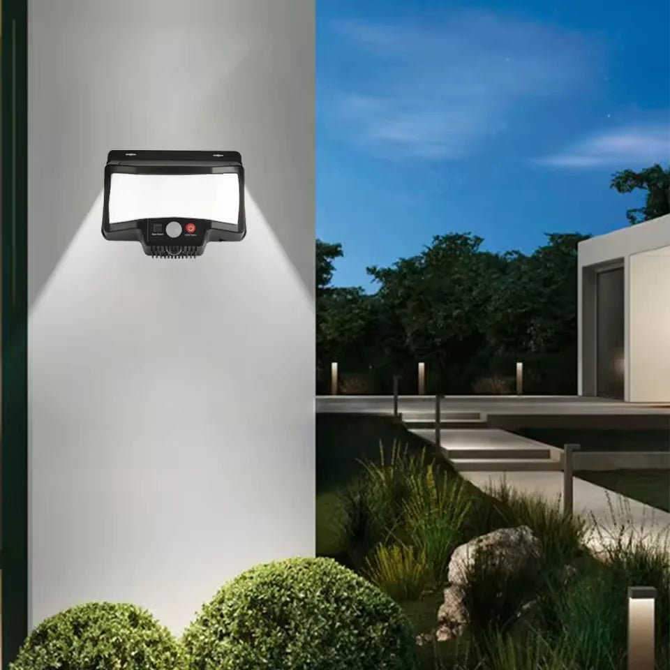 Foco Solar Exterior 75 LED con Sensor de Movimiento y Luz RGB + Mando - innovagizmo.com