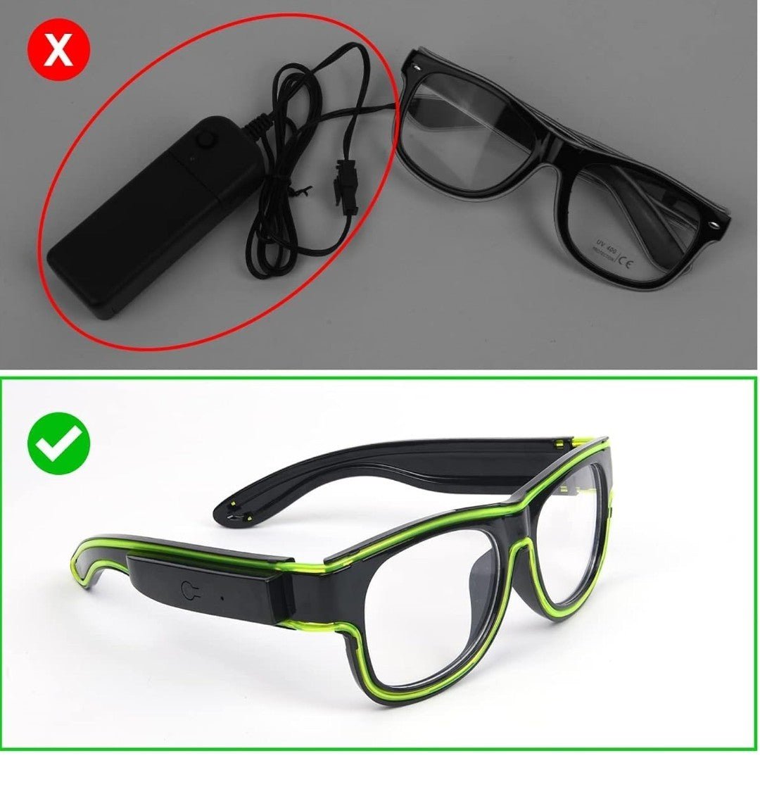 Gafas LED Neón Lima | 3 h de Autonomía y 4 Modos de Luz - innovagizmo.com