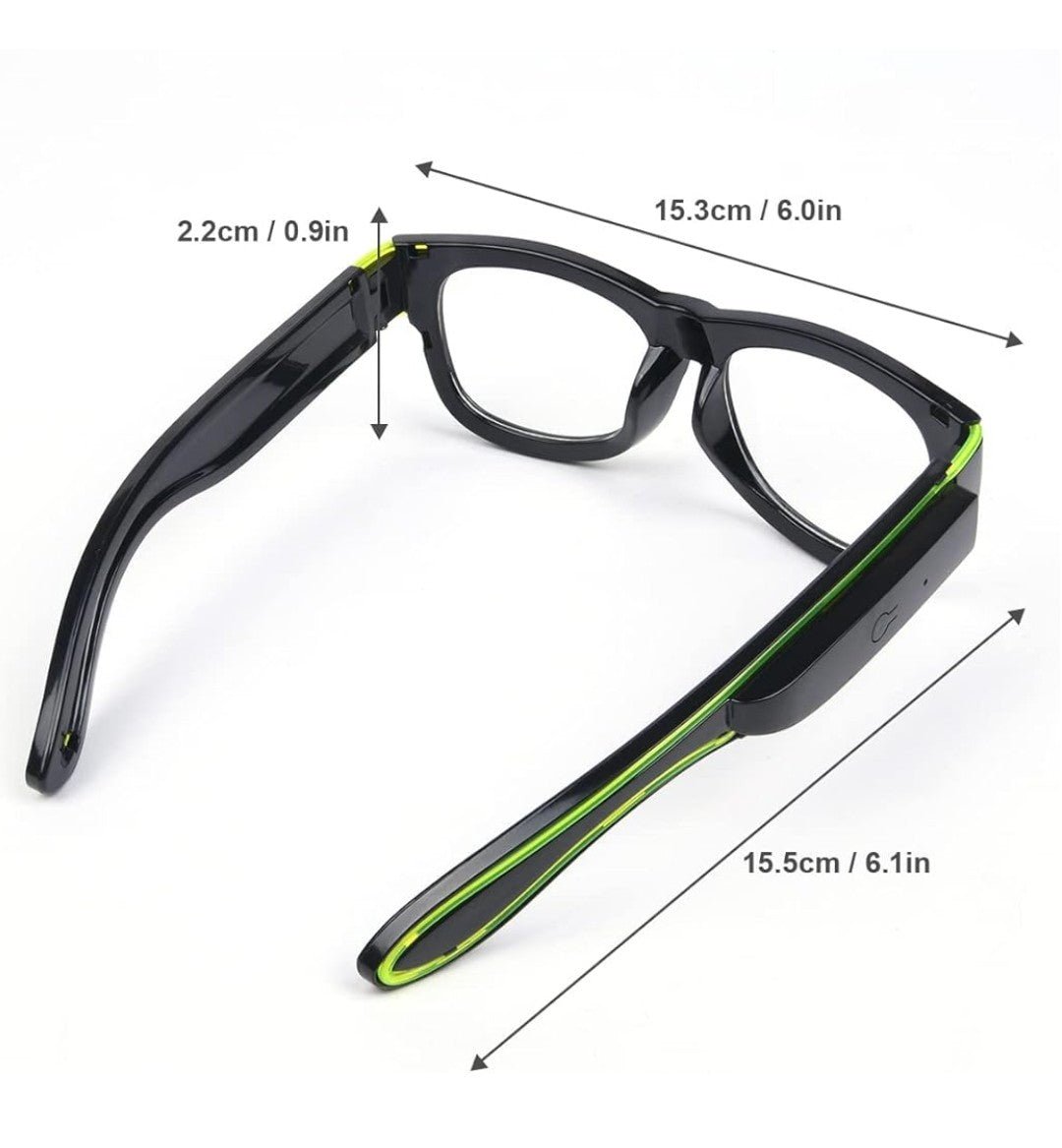 Gafas LED Neón Lima | 3 h de Autonomía y 4 Modos de Luz - innovagizmo.com