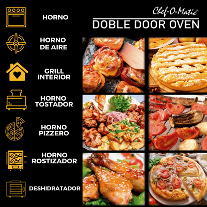 Horno Chef O’Matic 12 en 1 de 28L con Cocción por Aire 360° y Doble Puerta - innovagizmo.com