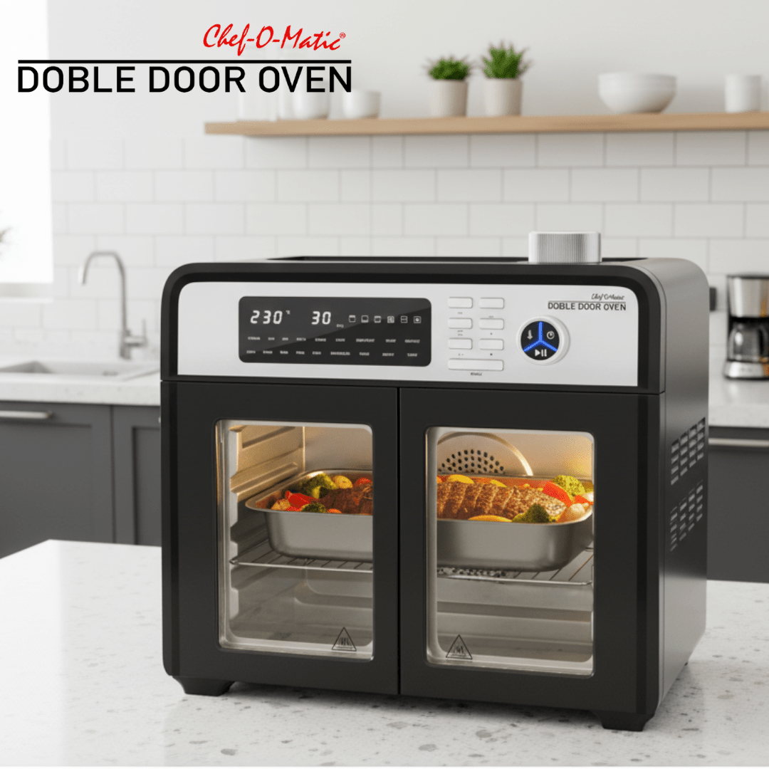 Horno Chef O’Matic 12 en 1 de 28L con Cocción por Aire 360° y Doble Puerta - innovagizmo.com