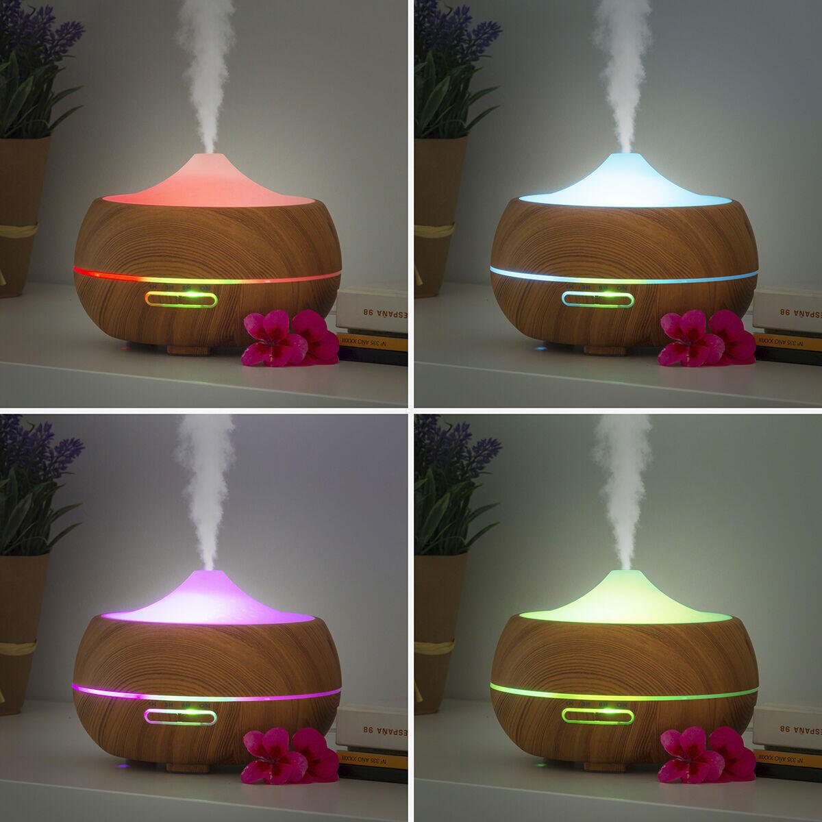 Humidificador Difusor de Aromas con LED Multicolor Wooden - Effect InnovaGoods - innovagizmo.com
