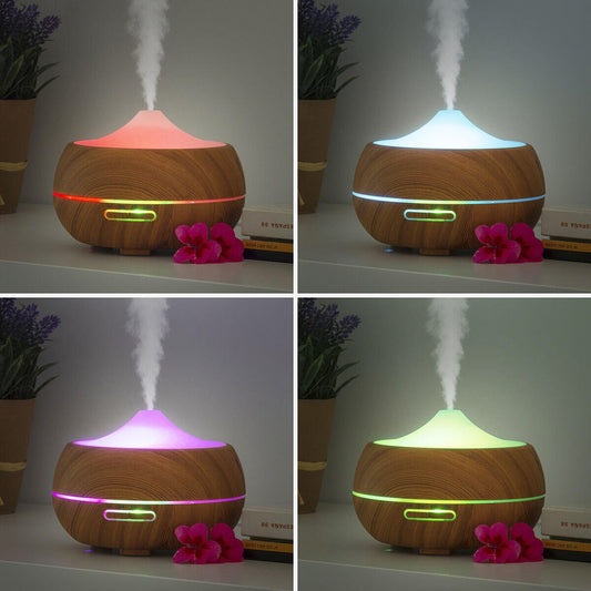 Humidificador Difusor de Aromas con LED Multicolor Wooden - Effect InnovaGoods - innovagizmo.com