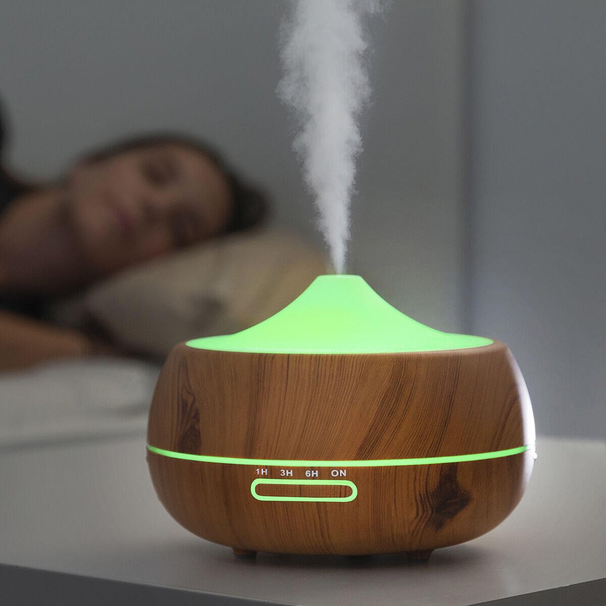 Humidificador Difusor de Aromas con LED Multicolor Wooden - Effect InnovaGoods - innovagizmo.com