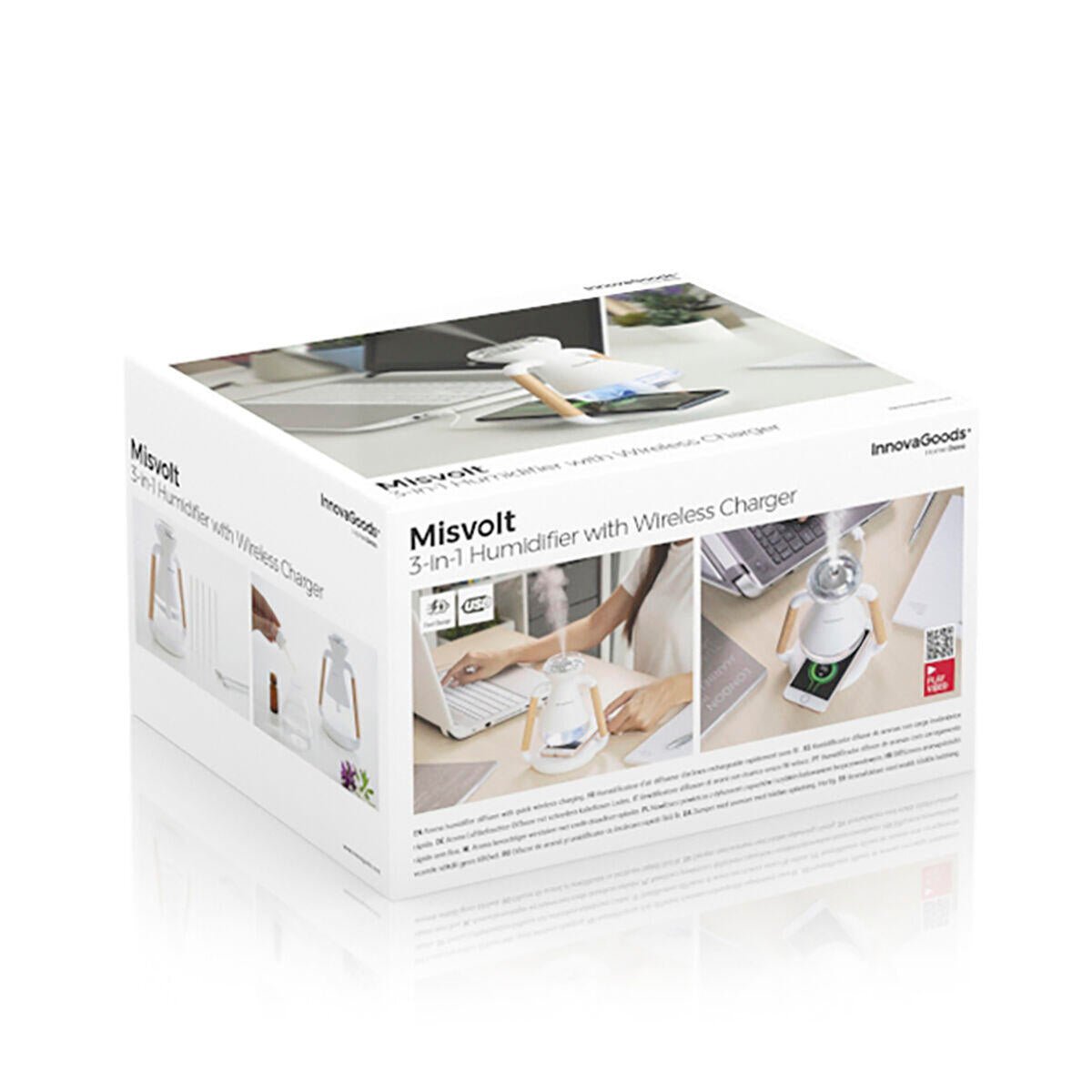 Humidificador Difusor de Aromas y Cargador Inalámbrico 3 en 1 Misvolt InnovaGoods - innovagizmo.com