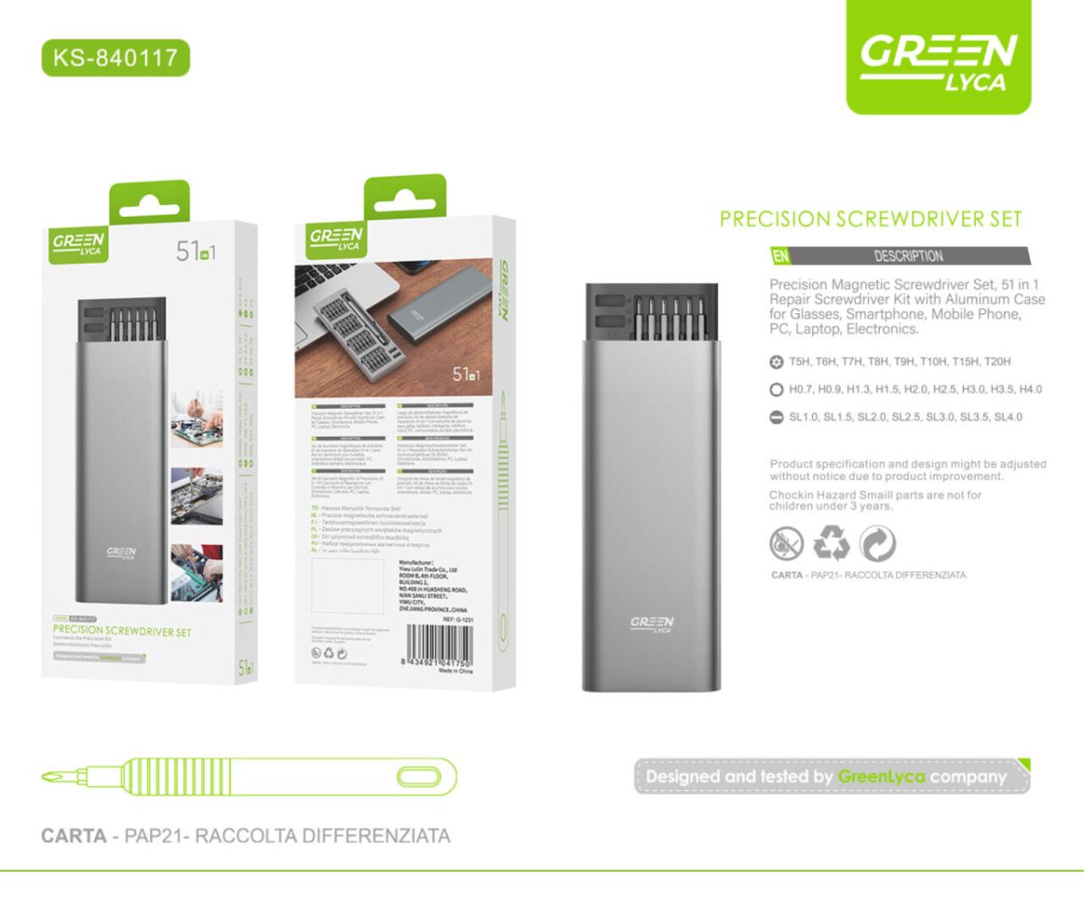 Juego de Destornilladores Magnéticos de Precisión 51 en 1 con Estuche de Aluminio