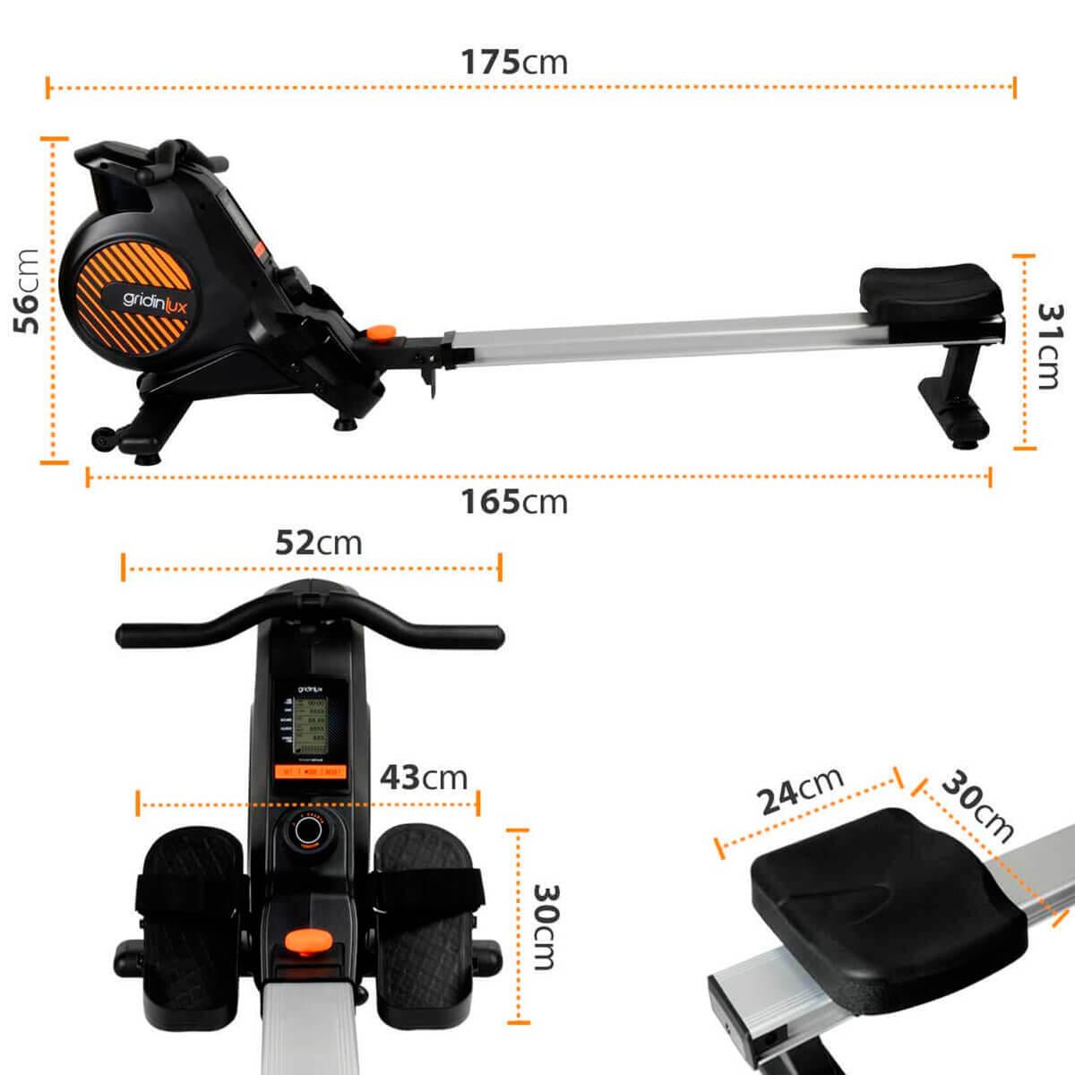Máquina Remo Trainer IMPULSE Resistencia Magnética Plegable Fitness En Casa. Gridinlux - innovagizmo.com