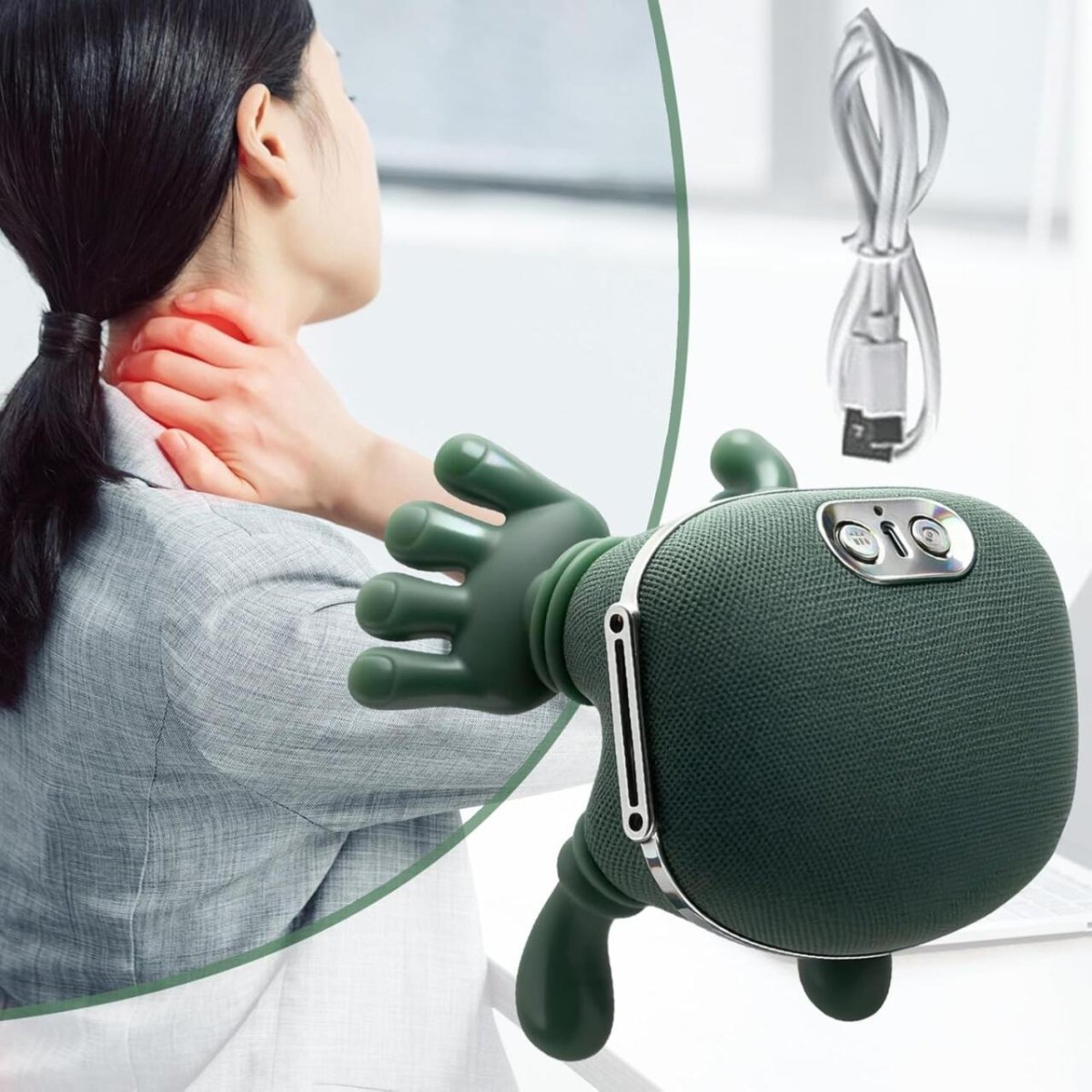 Masajeador de Cuello con Calor y Efecto Manos Reales