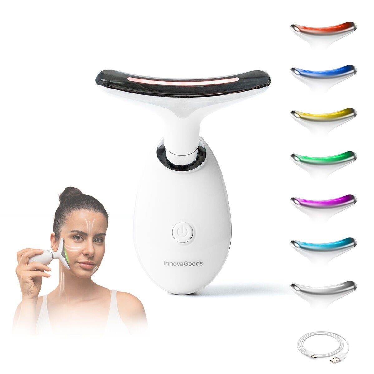 Masajeador Facial Reafirmante con LED, EMS y Calor Selora InnovaGoods | Tratamiento Antiedad Completo - innovagizmo.com