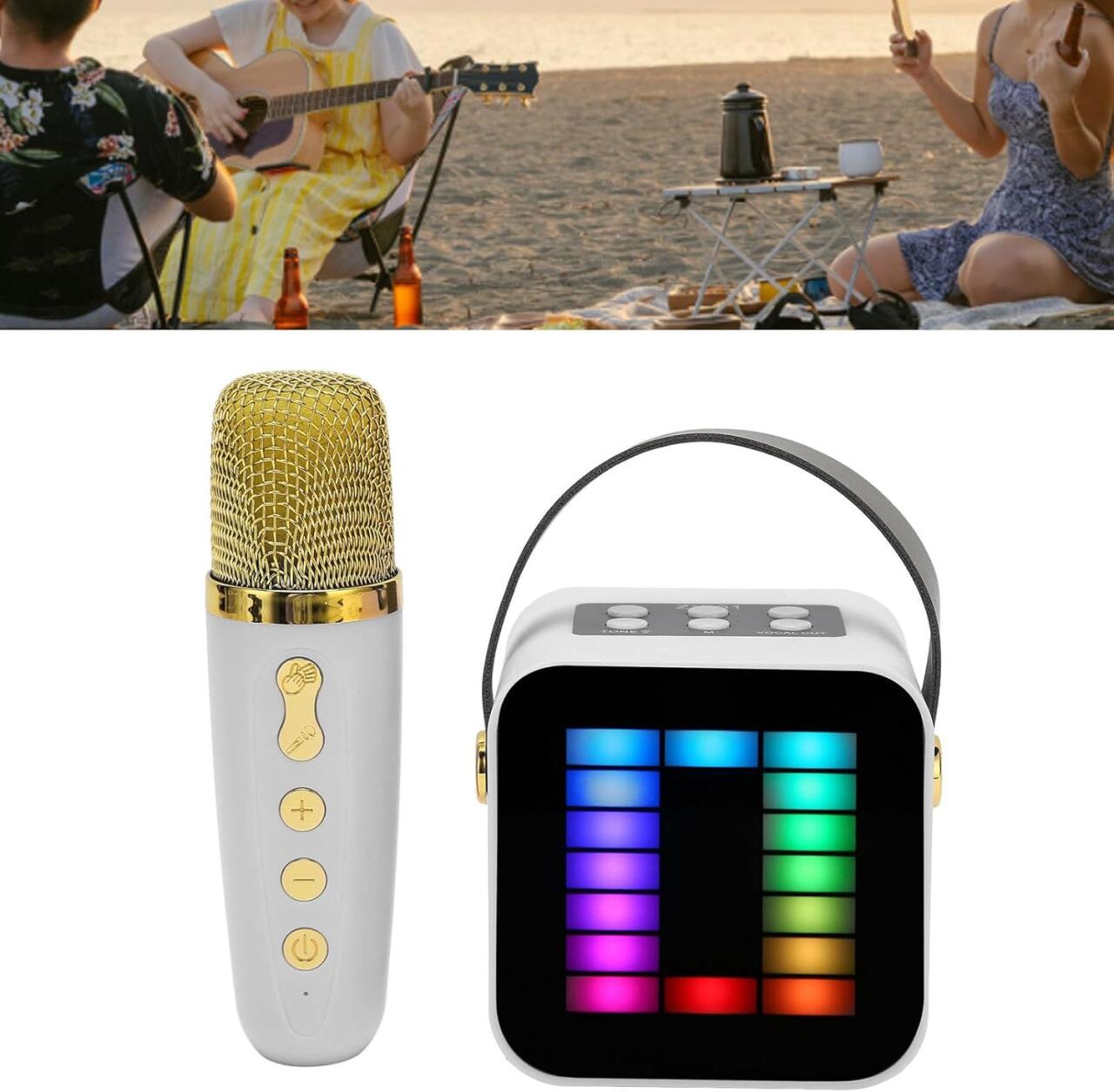 Mini Micrófono con Altavoz Bluetooth con Luz RGB Ideal para Fiestas y Karaoke - innovagizmo.com