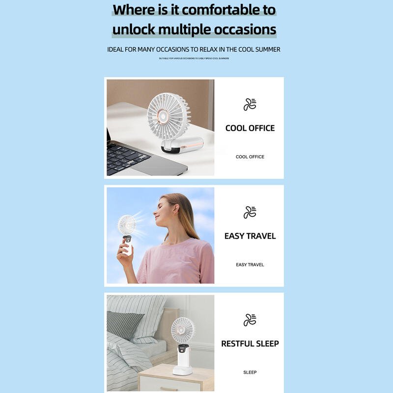 Mini Ventilador de Mano con Pantalla Digital LED 5 Velocidades | Portátil y Potente - innovagizmo.com