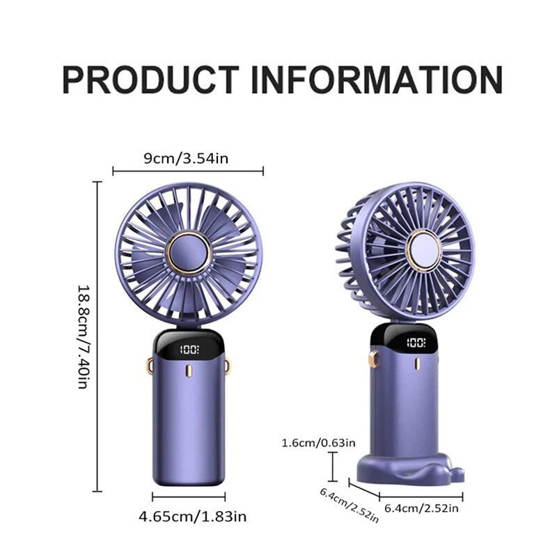 Mini Ventilador de Mano con Pantalla Digital LED 5 Velocidades | Portátil y Potente - innovagizmo.com